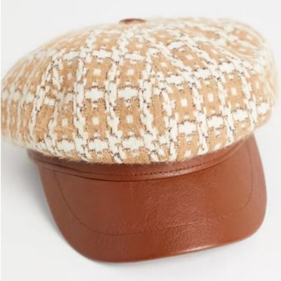 MELANIE LYNE:  Vegan Leather Brim Hat - camel - Picture 1 of 6